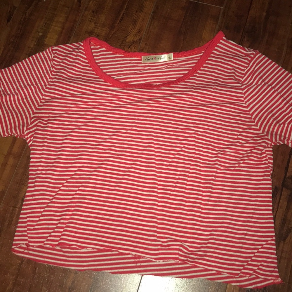 Red and white striped crop top